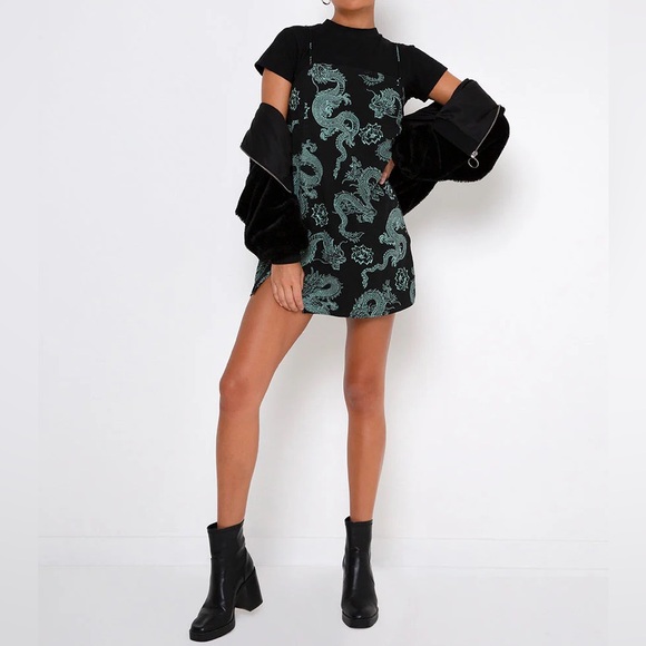 Motel Rocks Tista Dress in dragon flower black and mint size XXS - Picture 4 of 8